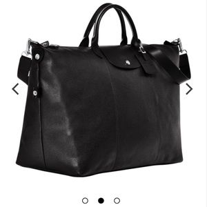 Long Champ Medium Travel Size Leather tote Black leather